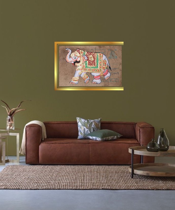 Handmade White Elephant Miniature Painting