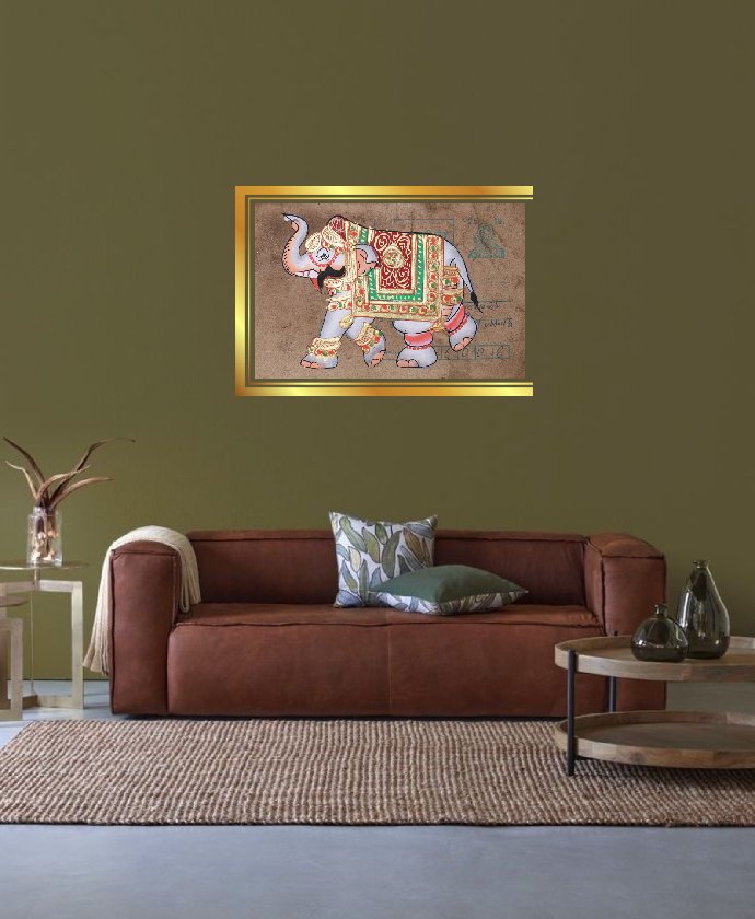 Handmade White Elephant Miniature Painting